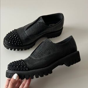 BIBI LOU Black Studded Loafers black 39 fits US 8.5